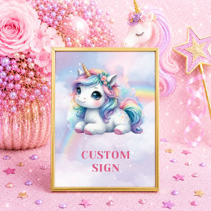 Poster Licorne Magique Pastel Rêveuse Anniversaire Fille 