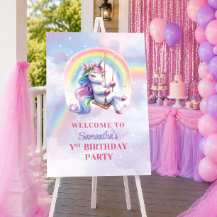 Poster Licorne Magique Rose Violet Fille Anniversaire Bie