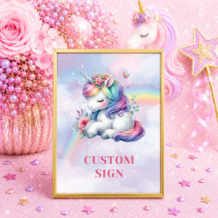 Poster Licorne Magique Rose Violet Fille Anniversaire Per