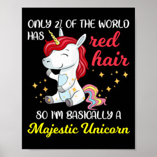 Poster Licorne Majestueuse aux Cheveux Rouges Drôle Fiert