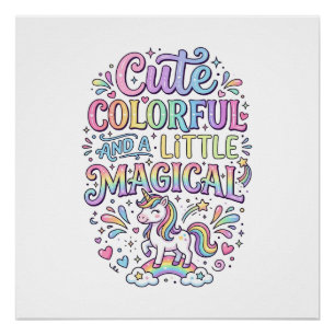 Poster Licorne Mignonne Colorée et un Peu Magique Origina