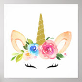 Poster Licorne Mignonne, Licorne Magique, Chambre de Fill (Devant)