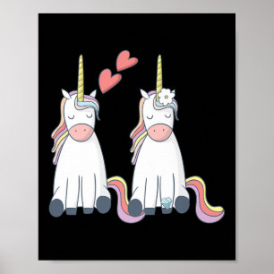 Poster Licorne Mignonne Mariée Et Marié Amoureux Premium