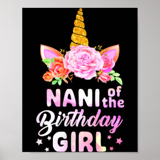 Poster Licorne mignonne nani de la fille d'anniversaire d