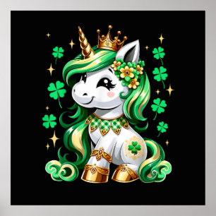 Poster Licorne mignonne Shamrock St Patrick's Day