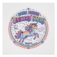 Licorne née sous les étoiles de licorne Impression