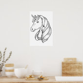 Poster licorne noire et blanche (Cuisine)