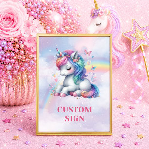Poster Licorne Pailletée Couleurs Pastel Fille Anniversai