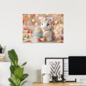Poster Licorne pastel avec Cupcake arc-en-ciel (Bureau à domicile)