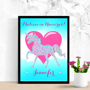 Poster Licorne Personnalisée Pailletée Magique