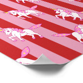 Poster Licorne rayée rose et rouge (Coin)