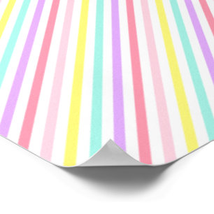 Poster Licorne Rayures Colorées Couleurs Pastel Arc-en-ci