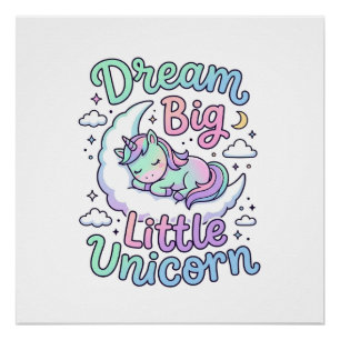 Poster Licorne rêve grand petit cadeau licorne idée vecte