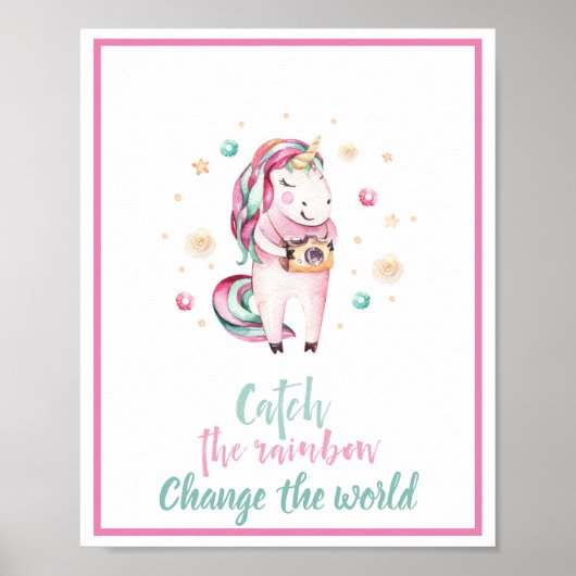 Poster Licorne Rose Inspirante pour Fille Attrape l'Arc-e (Devant)