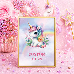 Poster Licorne Rose Violet Étincelante Jour Magique Sig p