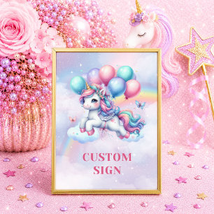 Poster Licorne Rose Violet Étincelante Jour Magique Sig p