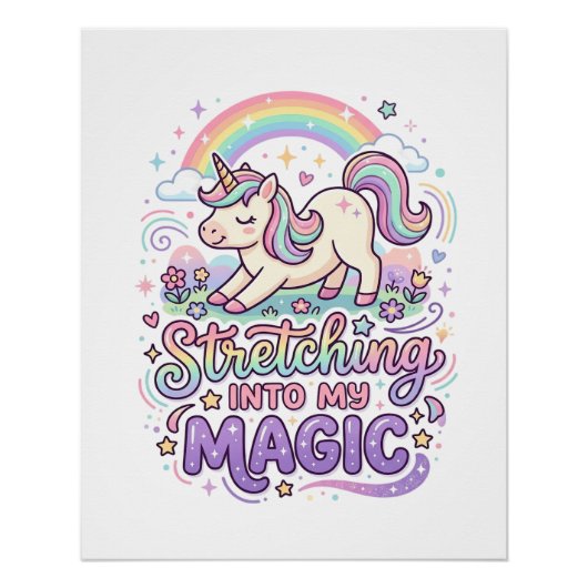 Poster Licorne s'étirant dans ma typographie audacieuse m (Devant)