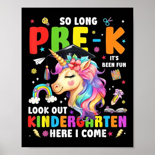 Poster Licorne si longtemps pré-maternelle diplômé jardin (Devant)