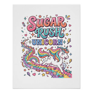 Poster Licorne Sugar Rush Licorne Kawaii Place de marché