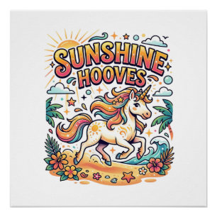 Poster Licorne Sunshine Hooves Commercial Sticker et Shi