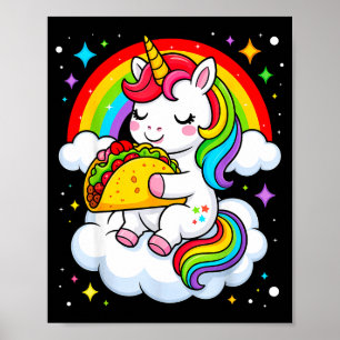 Poster Licorne taco arc-en-ciel fiesta cinco de mayo tout