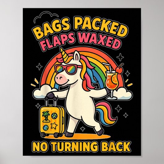 Poster Licorne Vacances Inappropriées Drôle Bagages Prêts (Devant)