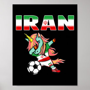 Poster Licorne verte Dabbing Iran Maillot de foot pour le