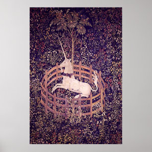Poster Licorne vintage dans la copie de tapisserie de