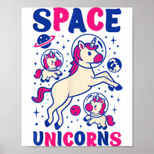Poster Licornes de l'espace extérieur astronaute Licorne