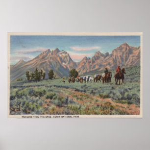 Poster L'Idaho - vue des hommes à cheval sur Teton Mts.
