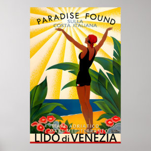 Poster Lido di Venezia Venise Italie Adriatique