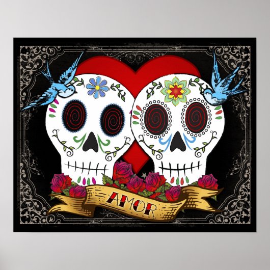 Poster Liefde Skulls/afdrukken (Voorkant)