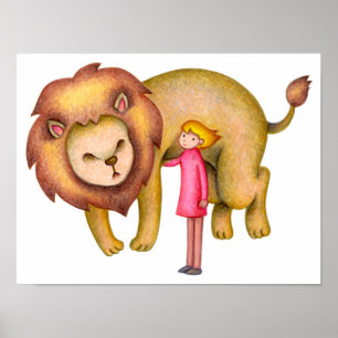 Poster Lien avec un lion
