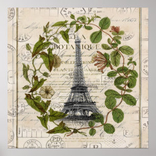 Poster lierre feuille tour eiffel paris