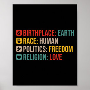 Poster Lieu de naissance de la Terre Race Politique humai