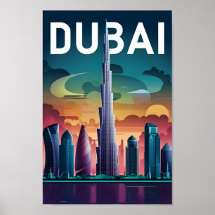 Poster Lieu de voyage célèbre de Dubaï Émirats arabes uni