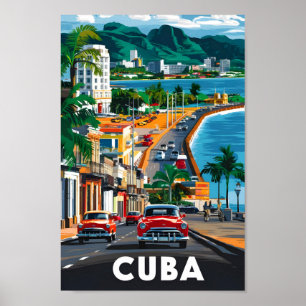 Poster Lieu de voyage célèbre La Havane Cuba