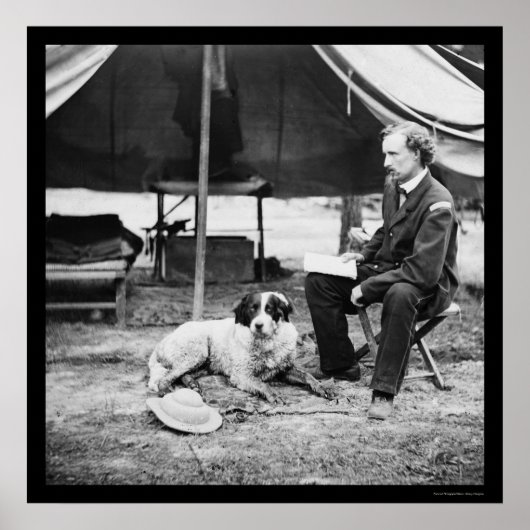 Poster Lieutenant George A. Custer & Dog at Peninsula, VA (Devant)