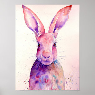 Poster Lièvres abstraits de lapin d'aquarelle