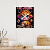 Poster Life Happens Coffee Helps  (Cuisine)