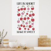 Poster Life Is Short Make It Sweet Quote Boho Wildflower  (Cuisine)