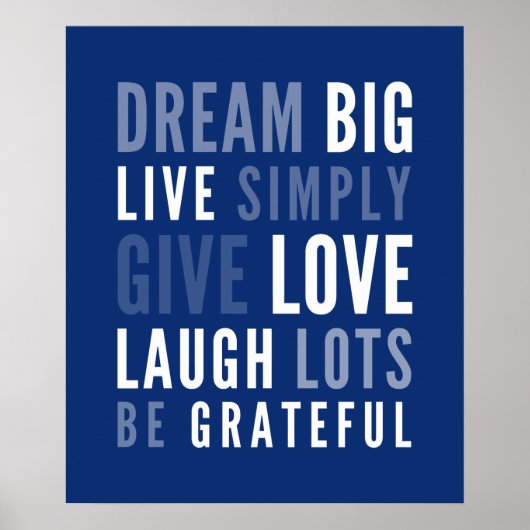 Poster LIFE MANTRA positive typographie moderne bleu fonc (Devant)