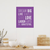 Poster LIFE MANTRA positive typographie moderne violet (Cuisine)