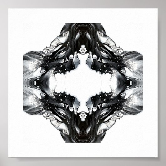 Poster Light and Darkness Abstract Black White Fluid Art (Devant)