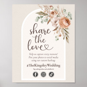 Poster Light Automne Rustique Boho Mariage Hashtag Photo