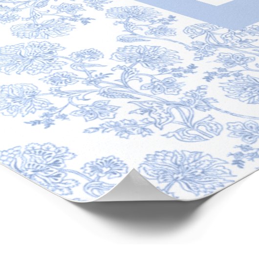 Poster Light Blue Elegant Floral Toile Seating Chart (Coin)