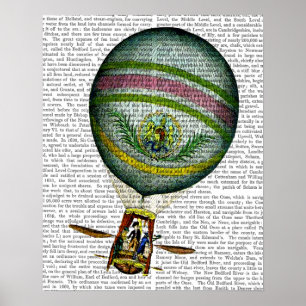 Poster Light Blue Hot Air Balloon
