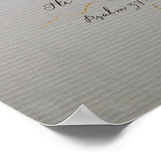 POSTER LIGHT, COMMIT, TRUST, PSALM 37 CALLIGRAPHIE BLUES (Coin)