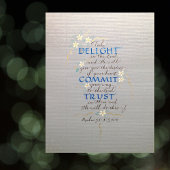 POSTER LIGHT, COMMIT, TRUST, PSALM 37 CALLIGRAPHIE BLUES