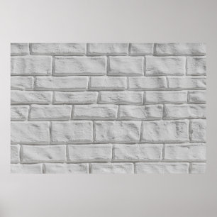 Poster Light gray or white brick wall surface texture bac